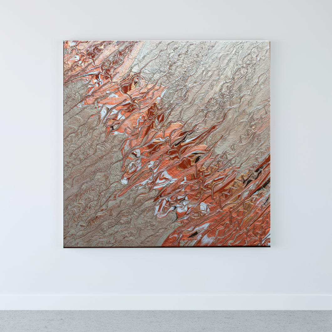 Copper and Champagne Metallic Poured Painting