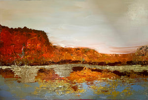 The Mesa 24 x 36 original acrylic painting with gold leaf