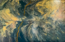 Load image into Gallery viewer, Thunder and Lightning 24 x 36 painting with gold leaf
