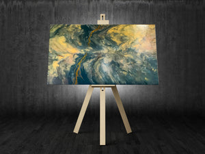 Thunder and Lightning 24 x 36 painting with gold leaf
