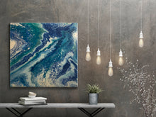 Load image into Gallery viewer, Ocean Colors Poured Painting 24 x 24 inches
