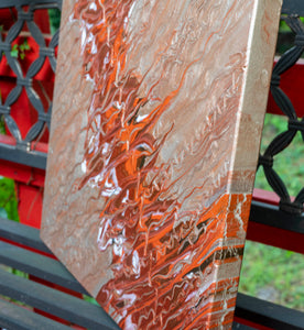 Copper and Champagne Metallic Poured Painting
